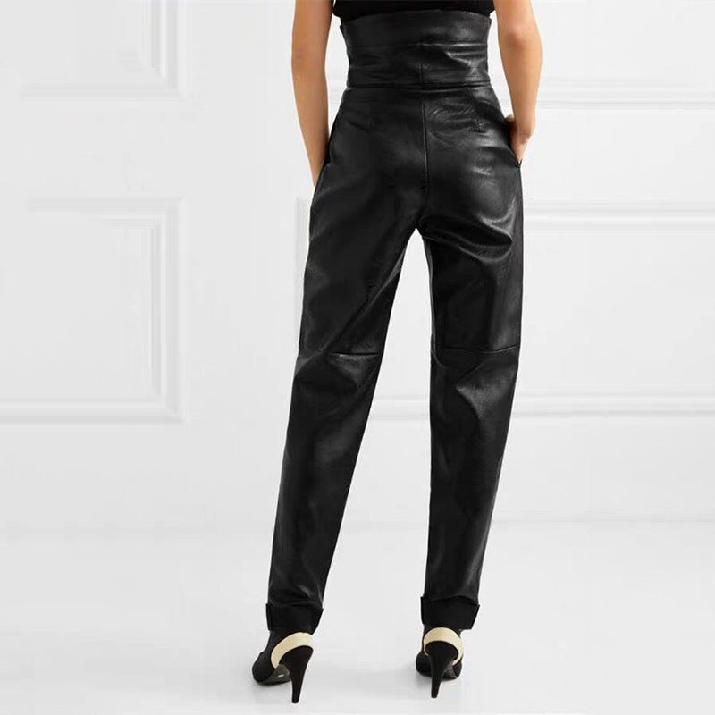 Pantalon en cuir à coupe fuselée