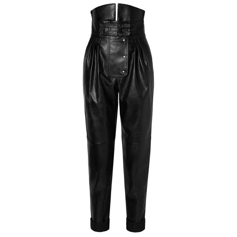 Pantalon en cuir à coupe fuselée