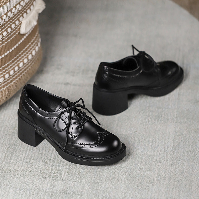 Bottines à talons en cuir véritable