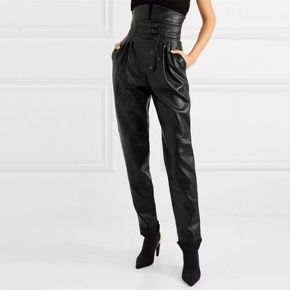 Pantalon en cuir à coupe fuselée