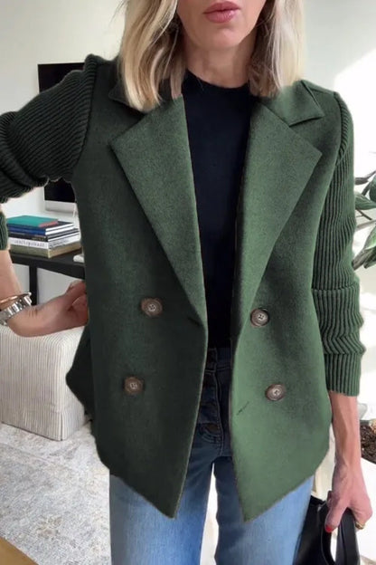 Manteau chic à double boutonnage et manches côtelées
