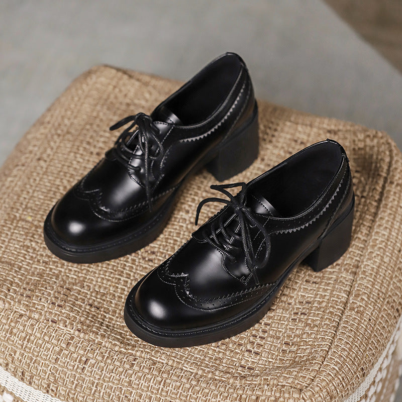 Bottines à talons en cuir véritable