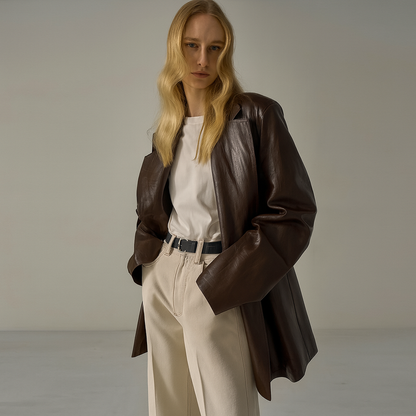 Manteau en cuir ample