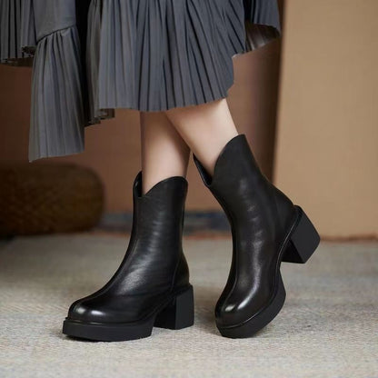 Bottines Martin à talon épais en cuir