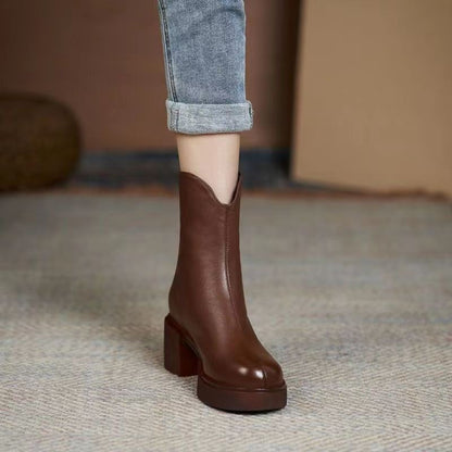 Bottines Martin à talon épais en cuir