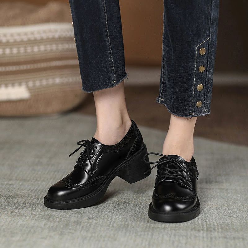 Bottines à talons en cuir véritable