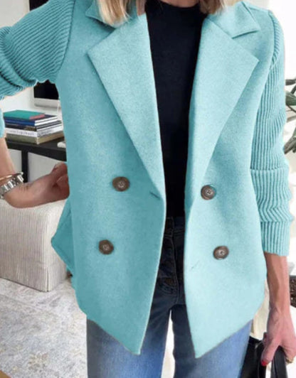 Manteau chic à double boutonnage et manches côtelées